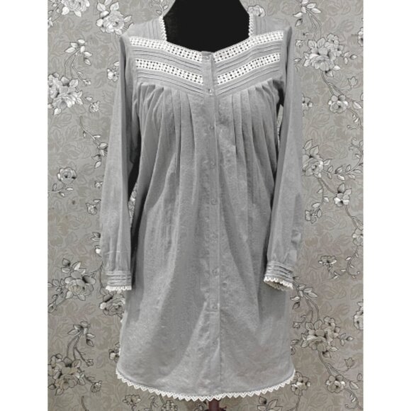 SoieRose Victorian Cotton Nightgown with Lace Yoke & Pintuck Detail – SR-1230 - Picture 1 of 8